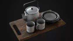 Russian teapot decor Low-poly 3D model