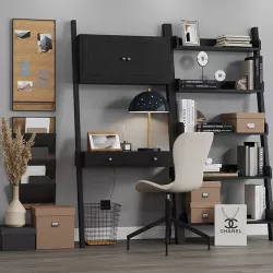 Studio Wall Desk Pottery Barn Office workplace 3D model