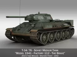T-34-76 - Model 1942 - Soviet tank - The Brave 3D model