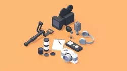 Videobloger filmmaker equipment pack flat lowpoly 3d models 3D model