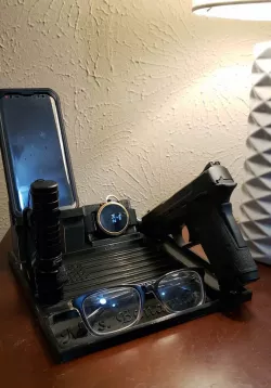 EDC Nightstand Gun Valet Tray with Phone and Smartwatch holder