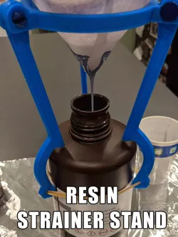 Resin bottle strainer stand