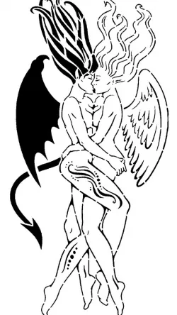 Angel and Devil stencil