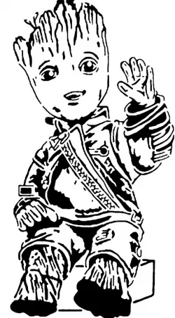  Baby Groot stencil 2