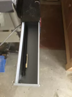 Drawer for table saw rail