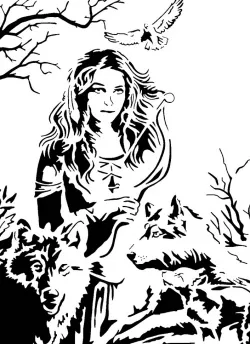 Wolf Maiden stencil