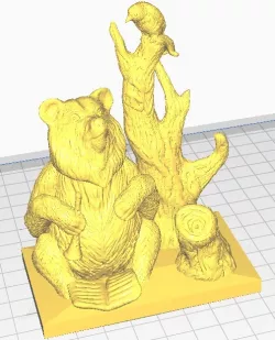 Bear, pipe and bird