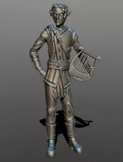 An elf Bard with an evil face