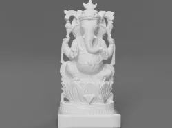 Ganesh on Lotus with Crescent moon Crown