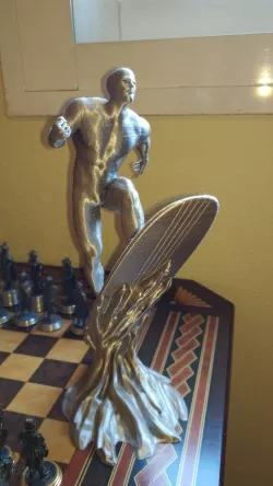 Marvel Silver Surfer and "Water" Stream Base joined with and without support