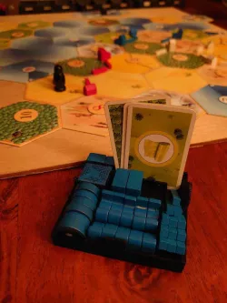 Minimalist stackable organizer for the original Catan wood pieces