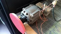 Shift, part connect grinding pad to electric motor 