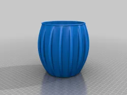 Larger Rib with round lip Round Vase / Pot