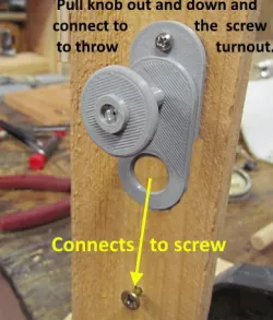 N Scale -- Knob/Ring Control for Gravity-Switcher switch machine