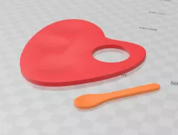 Palette and shovel for make-up colours 