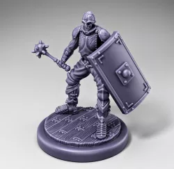 Skeleton - Infantry - Mace + Scutum Shield - Ready Pose + Wooden Base