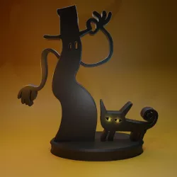 Flat Black Blob and cat