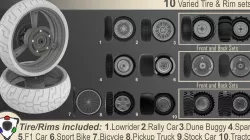 10 Varied Tire and Rim Sets  3D model