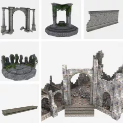 Ancient Ruins Pack Low-poly  3D model