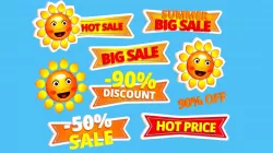 Animated Cartoon Logo Summer Sun Discount 3D model
