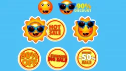 Animated Cartoon Logo Summer Sun Discount 3D model