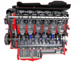 Animated Cutaway V12 Engine 3D model