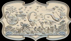 Aquatic Mermaid Theme Panno v2 STL for CNC Relief engraving  3D model