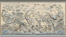 Aquatic Mermaid Theme Panno v5 for CNC Relief engraving 3D model
