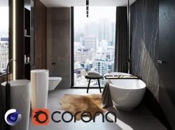 Bathroom Interior Scene for Cinema 4D and Corona Renderer 3D model