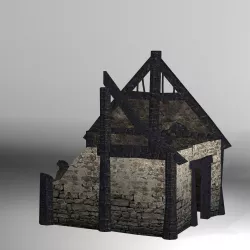 Burned Thatched house Low-poly  3D model