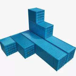 Cargo Container Set Low Poly Low-poly  3D model