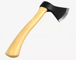 carpenter axe with wooden handle 3D model