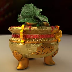 Chinese Gold Ingot Pot 3D model