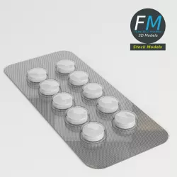 Circular pills in blister pack 3D model