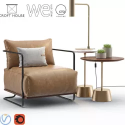 Colin Chair with Maisie Side Tables and Heron Table Lamp 3D model