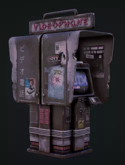 Cyberpunk Phone Booth Low-poly  3D model