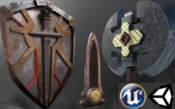 Fantasy Medieval Weapon Set Low-poly  3D model