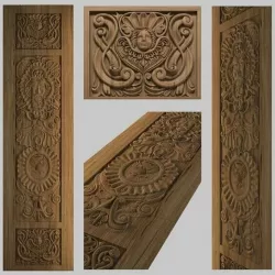 full door carving 3d models for artcam and aspire 3D model