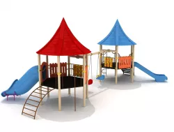 Hexagon Metal Kid Playground with Swings 3D model