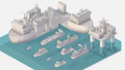 Isometric Big Boat Vessel Drill Ship Platform Low-poly  3D model