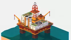 isometric Big Oil Production Rig Platform  Low-poly  3D model