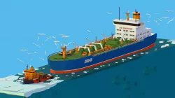 Isometric Boat breaking Ice Oil Tanker Icebreaker Low-poly  3D model