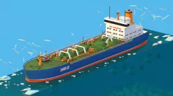 Isometric Boat Ship Oil Tanker in ocean Low-poly  3D model