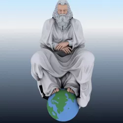 Old Man Sitting on Globe 3D model