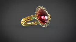 Oval shape gold ring 3D model