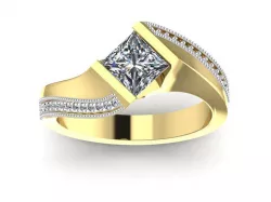 Princess Ring with  single line pave 3D model