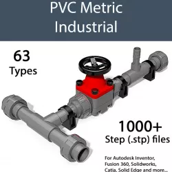 PVC METRIC - VALVES AND FITTINGS INDUSTRIAL - STEP 3D model