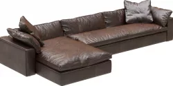 Restoration Hardware Cloud Leather Sofa Chaise Sectional 3D model