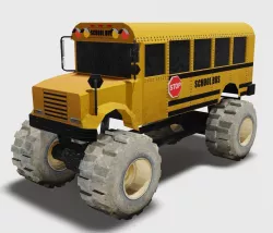 School bus monster truck Low-poly  3D model