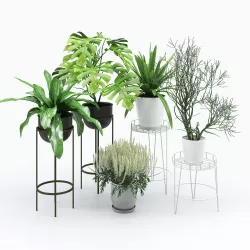 Scroll Small White Metal Plant Stand 3D model